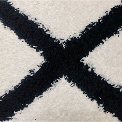 Xanthi Rug-Fluffy / Shaggy Style-Cream-Black-150 x 220 cm (4.9 x 7.2 ft)