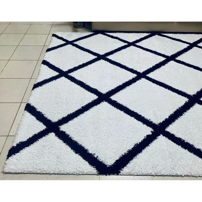 Xanthi Rug-Fluffy / Shaggy Style-Cream-Black-150 x 220 cm (4.9 x 7.2 ft)