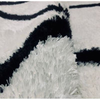 Xanthi Rug-Fluffy / Shaggy Style-Cream-Black-150 x 220 cm (4.9 x 7.2 ft)