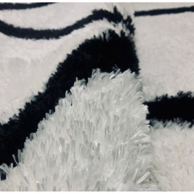 Xanthi Rug-Fluffy / Shaggy Style-Cream-Black-200 x 300 cm (6.6 x 9.8 ft)