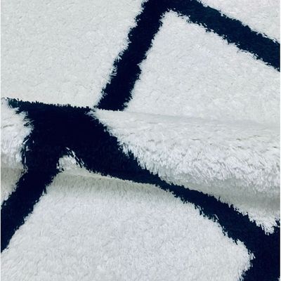 Xanthi Rug-Fluffy / Shaggy Style-Cream-Black-200 x 300 cm (6.6 x 9.8 ft)