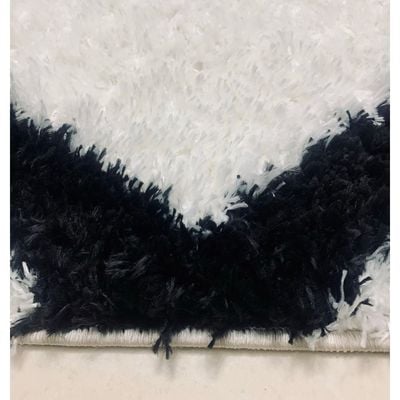 Xanthi Rug-Fluffy / Shaggy Style-Cream-Black-250 x 350 cm (8.2 x 11.5 ft)