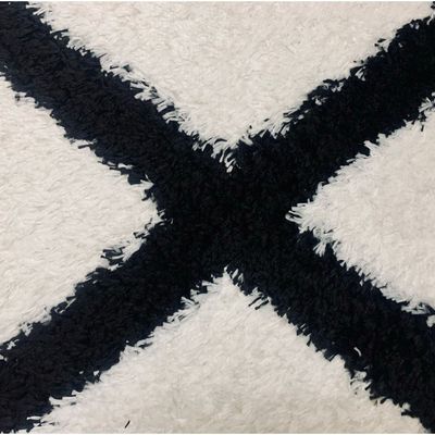 Xanthi Rug-Fluffy / Shaggy Style-Cream-Black-250 x 350 cm (8.2 x 11.5 ft)