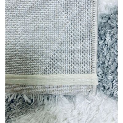 Katerini Rug-Fluffy / Shaggy Style-Cream-Grey-80 x 150 cm (2.6 x 4.9 ft)