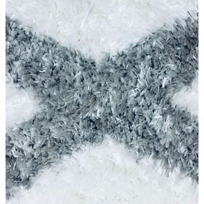 Katerini Rug-Fluffy / Shaggy Style-Cream-Grey-80 x 150 cm (2.6 x 4.9 ft)