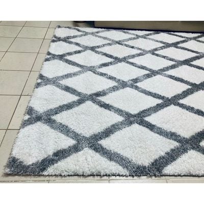 Katerini Rug-Fluffy / Shaggy Style-Cream-Grey-80 x 150 cm (2.6 x 4.9 ft)