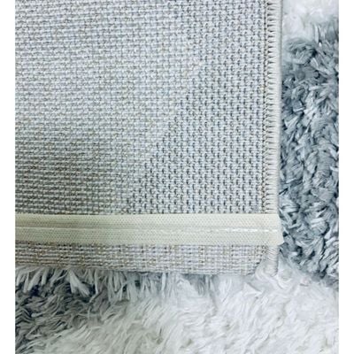 Katerini Rug-Fluffy / Shaggy Style-Cream-Grey-150 x 220 cm (4.9 x 7.2 ft)