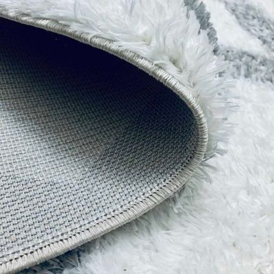 Katerini Rug-Fluffy / Shaggy Style-Cream-Grey-200 x 300 cm (6.6 x 9.8 ft)