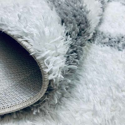 Katerini Rug-Fluffy / Shaggy Style-Cream-Grey-200 x 300 cm (6.6 x 9.8 ft)