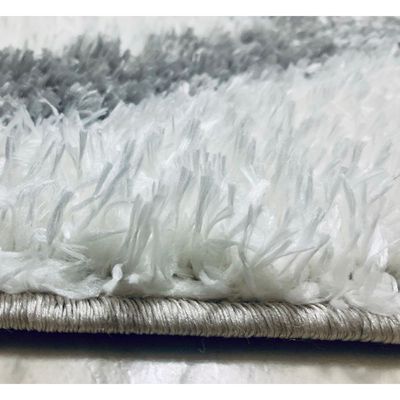 Katerini Rug-Fluffy / Shaggy Style-Cream-Grey-250 x 350 cm (8.2 x 11.5 ft)