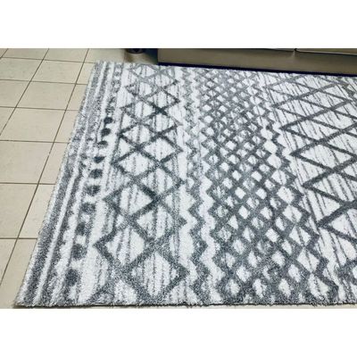 Fes Rug-Fluffy / Shaggy Style-White-Grey-80 x 150 cm (2.6 x 4.9 ft)