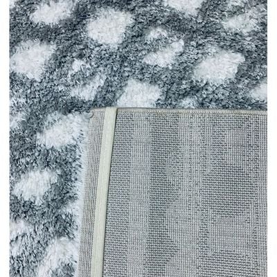 Fes Rug-Fluffy / Shaggy Style-White-Grey-250 x 350 cm (8.2 x 11.5 ft)