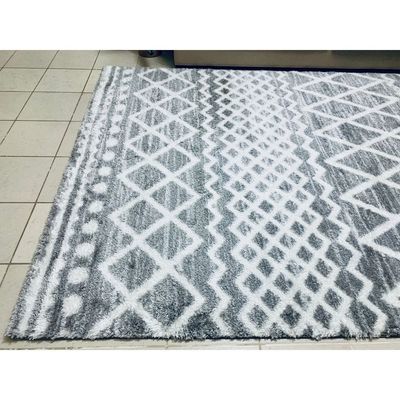 Tucan Rug-Fluffy / Shaggy Style-Grey-Cream-200 x 300 cm (6.6 x 9.8 ft)