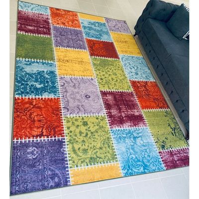 Rainbow Rug-Vintage Style-Multi-Coloured-Coloured-150 x 220 cm (4.9 x 7.2 ft)