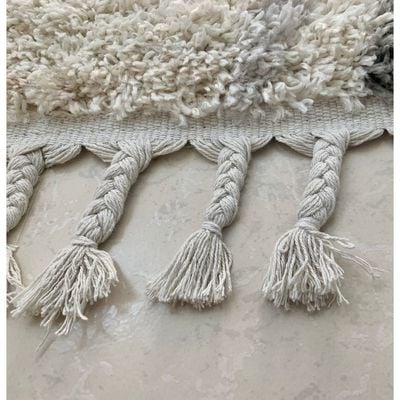 Musa Rug-Fluffy / Shaggy Style-White-Grey-Beige-150 x 230 cm (4.9 x 7.5 ft)