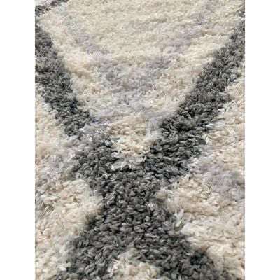 Musa Rug-Fluffy / Shaggy Style-White-Grey-Beige-150 x 230 cm (4.9 x 7.5 ft)