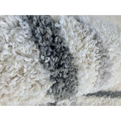 Musa Rug-Fluffy / Shaggy Style-White-Grey-Beige-150 x 230 cm (4.9 x 7.5 ft)