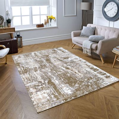 Vizor Rug-Abstract Style-Beige-Gold-200 x 300 cm (6.6 x 9.8 ft)