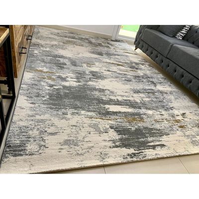 Zahed Rug-Abstract Style-Grey-White-120 x 170 cm (3.9 x 5.6 ft)
