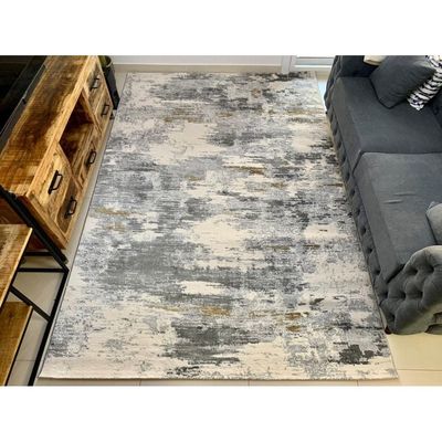 Zahed Rug-Abstract Style-Grey-White-120 x 170 cm (3.9 x 5.6 ft)