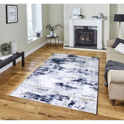 Zeus Rug-Abstract Style-Grey-Navy Blue-100 x 200 cm (3.3 x 6.6 ft)