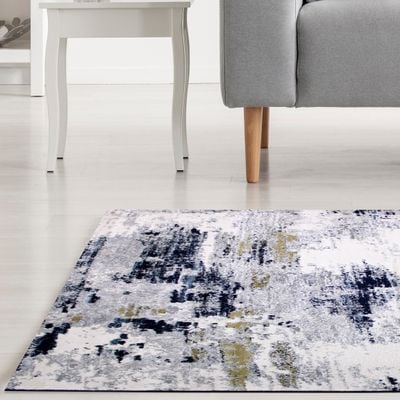 Zeus Rug-Abstract Style-Grey-Navy Blue-100 x 200 cm (3.3 x 6.6 ft)