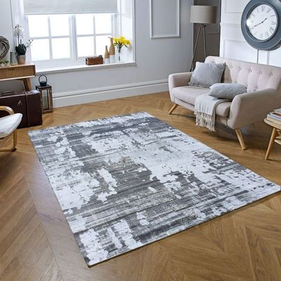 Tijani Rug-Abstract Style-Grey-White-100 x 300 cm (3.3 x 9.8 ft)