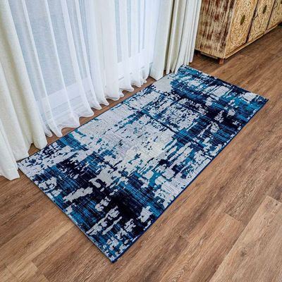 Jannet Rug-Abstract Style-Grey-Navy Blue-100 x 200 cm (3.3 x 6.6 ft)