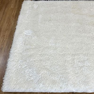Cairo Rug-Fluffy / Shaggy Style-White-200 x 290 cm (6.6 x 9.5 ft)