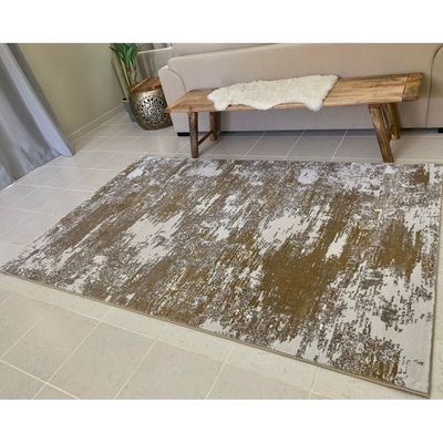 Gordon Rug-Abstract Style-Beige-Gold-150 x 230 cm (4.9 x 7.5 ft)