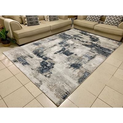 Merry Rug-Abstract Style-Grey-Navy Blue-200 x 290 cm (6.6 x 9.5 ft)