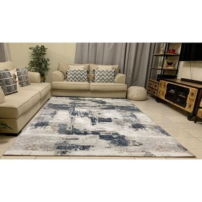 Merry Rug-Abstract Style-Grey-Navy Blue-200 x 290 cm (6.6 x 9.5 ft)