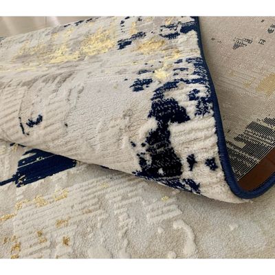 Pyrgos Rug-Abstract Style-Beige-Navy Blue-150 x 230 cm (4.9 x 7.5 ft)