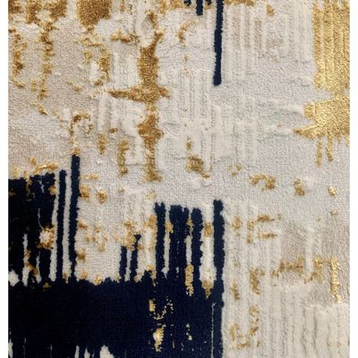 Pyrgos Rug-Abstract Style-Beige-Navy Blue-150 x 230 cm (4.9 x 7.5 ft)