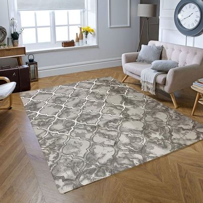 Marble Rug-Geometric Style-Grey-150 x 230 cm (4.9 x 7.5 ft)