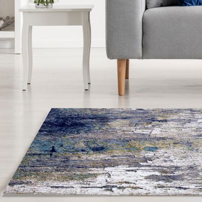 Lefkada Rug-Abstract Style-Grey-Navy Blue-150 x 230 cm (4.9 x 7.5 ft)