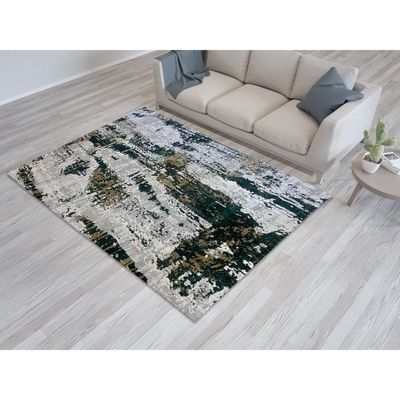 Livadeia Rug-Abstract Style-Grey-Green-200 x 300 cm (6.6 x 9.8 ft)