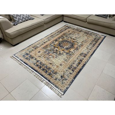 Kos Rug-Traditional Style-Beige-Blue-150 x 230 cm (4.9 x 7.5 ft)