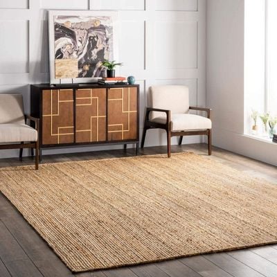 Thermi Rug-Jute, Wool & Cotton Style-Natural Beige-150 x 220 cm (4.9 x 7.2 ft)