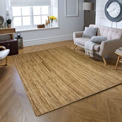 Thermi Rug-Jute, Wool & Cotton Style-Natural Beige-300 x 400 cm (9.8 x 13.1 ft)