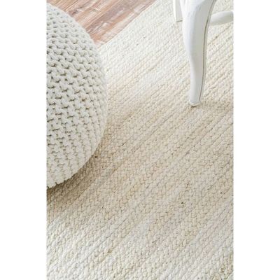 Pai Rug-Jute, Wool & Cotton Style-White-150 x 220 cm (4.9 x 7.2 ft)