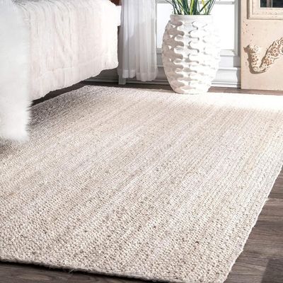 Pai Rug-Jute, Wool & Cotton Style-White-150 x 220 cm (4.9 x 7.2 ft)