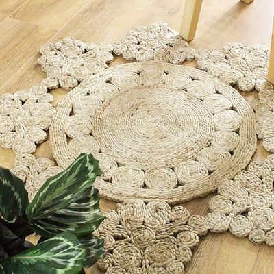 Kalymnos Rug-Jute, Wool & Cotton Style-Natural Beige-90 cm (3 ft)