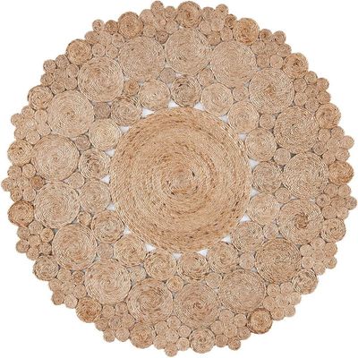 Ermo Rug-Jute, Wool & Cotton Style-Natural Beige-120 cm (3.9 ft)