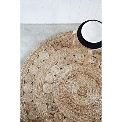 Tyrna Rug-Jute, Wool & Cotton Style-Natural Beige-90 cm (3 ft)