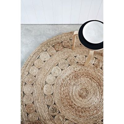 Tyrna Rug-Jute, Wool & Cotton Style-Natural Beige-180 cm (5.9 ft)