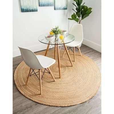 Diavata Rug-Jute, Wool & Cotton Style-Natural Beige-90 cm (3 ft)