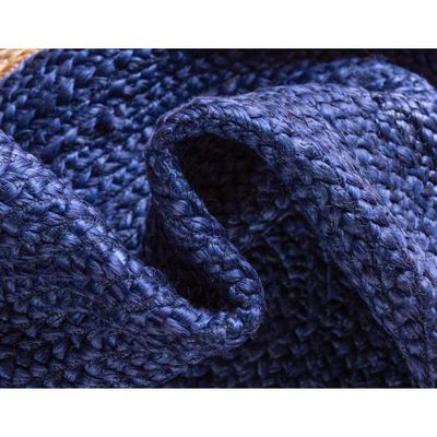Antalya Rug-Jute, Wool & Cotton Style-Natural Beige-Navy Blue-120 cm (3.9 ft)
