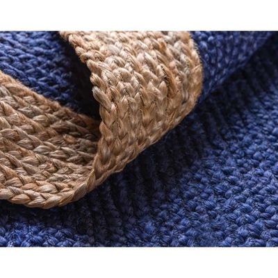 Antalya Rug-Jute, Wool & Cotton Style-Natural Beige-Navy Blue-150 cm (4.9 ft)