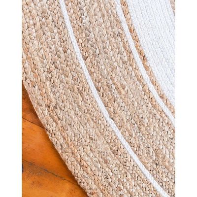 Istanbul Rug-Jute, Wool & Cotton Style-Natural Beige-White-120 cm (3.9 ft)